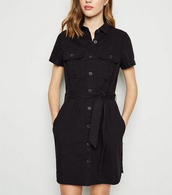 Long Black Button Dress